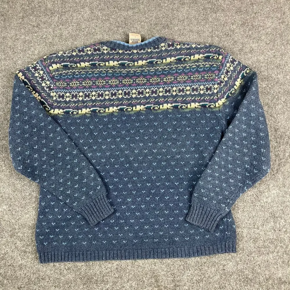 High Sierra Sweater Womens Size L Blue Multicolor V-Neck Fair Isle Knit Pullover - Picture 7 of 8